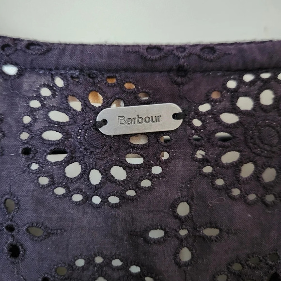 Barbour | 100% Cotton Hazel Eyelet Short Sleeve Midi Dress - Sz 4 *Missing Slip* - Picture 8 of 10